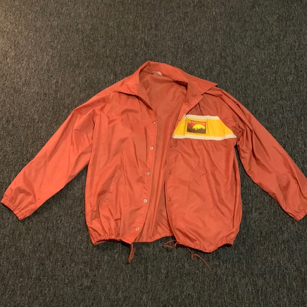 Burnt orange, Vintage button up windbreaker.